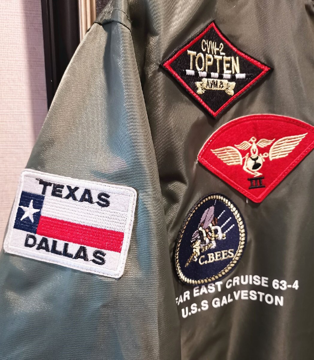 最上級*定価9万◆イタリア・ローマ発*ROBERT CAVANI/ロベルトカバーニ・TOPGUN復刻・豪華ワッペン・MA-1/ジャケット/L・春夏用/薄手_画像8