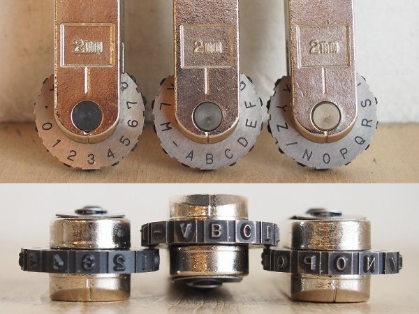 ハイスの刻印 4点&表記プレートセット UCローラーマーク 組み合わせ刻印 英数字 浦谷商事 レトロ アンティーク X49_画像3