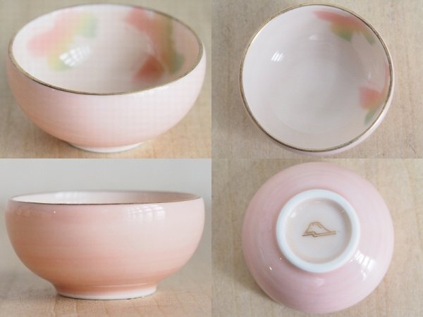 宮内庁御用達 深川製磁 桜蝶 酒器　有田焼窯元　徳利　お猪口　ピンク　陶磁器　共箱　X23_画像6