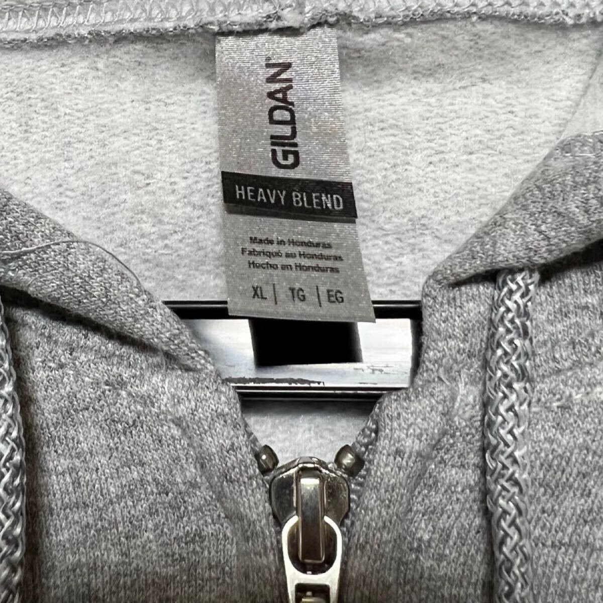 GILDAN スポーツグレー XL 灰色 ジップアップ 8.0oz スウェット パーカー フルジップ フーディー ギルダン 無地 長袖 裏起毛 フード_画像2