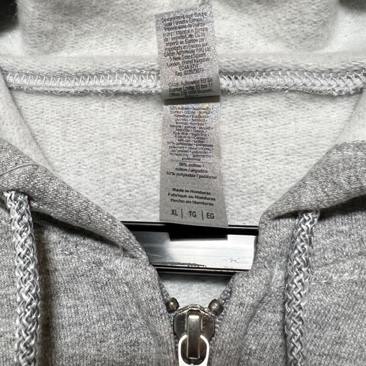 GILDAN スポーツグレー XL 灰色 ジップアップ 8.0oz スウェット パーカー フルジップ フーディー ギルダン 無地 長袖 裏起毛 フード_画像3