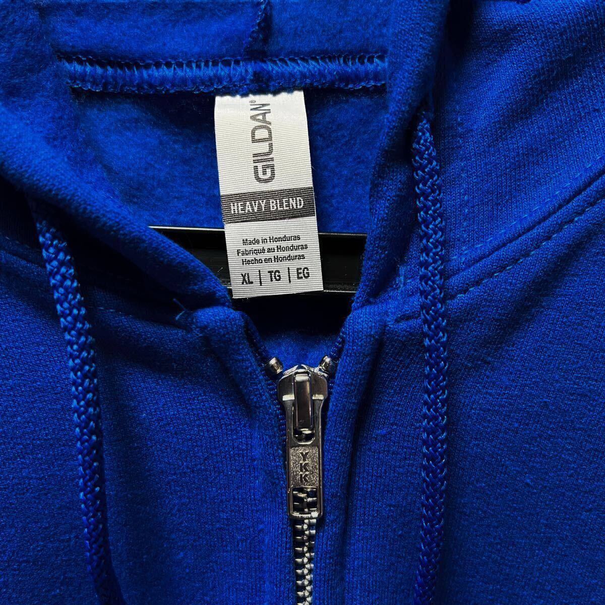 GILDAN ロイヤルブルー XL 青色 ジップアップ 8.0oz スウェット パーカー フルジップ フーディー ギルダン 無地 長袖 裏起毛 フード★_画像2