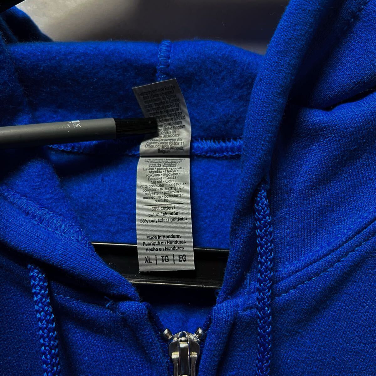 GILDAN ロイヤルブルー XL 青色 ジップアップ 8.0oz スウェット パーカー フルジップ フーディー ギルダン 無地 長袖 裏起毛 フード★_画像3