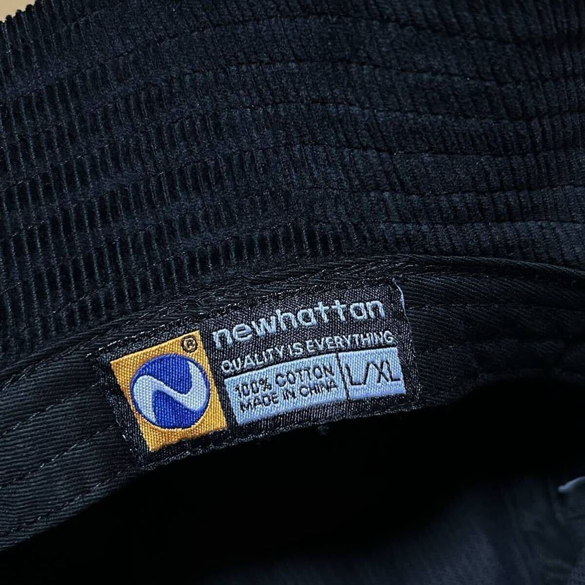 NEWHATTAN コーデュロイ ブラック ハット L/XLサイズ BLACK 黒 バケットハット バケハ ニューハッタン 帽子_画像3