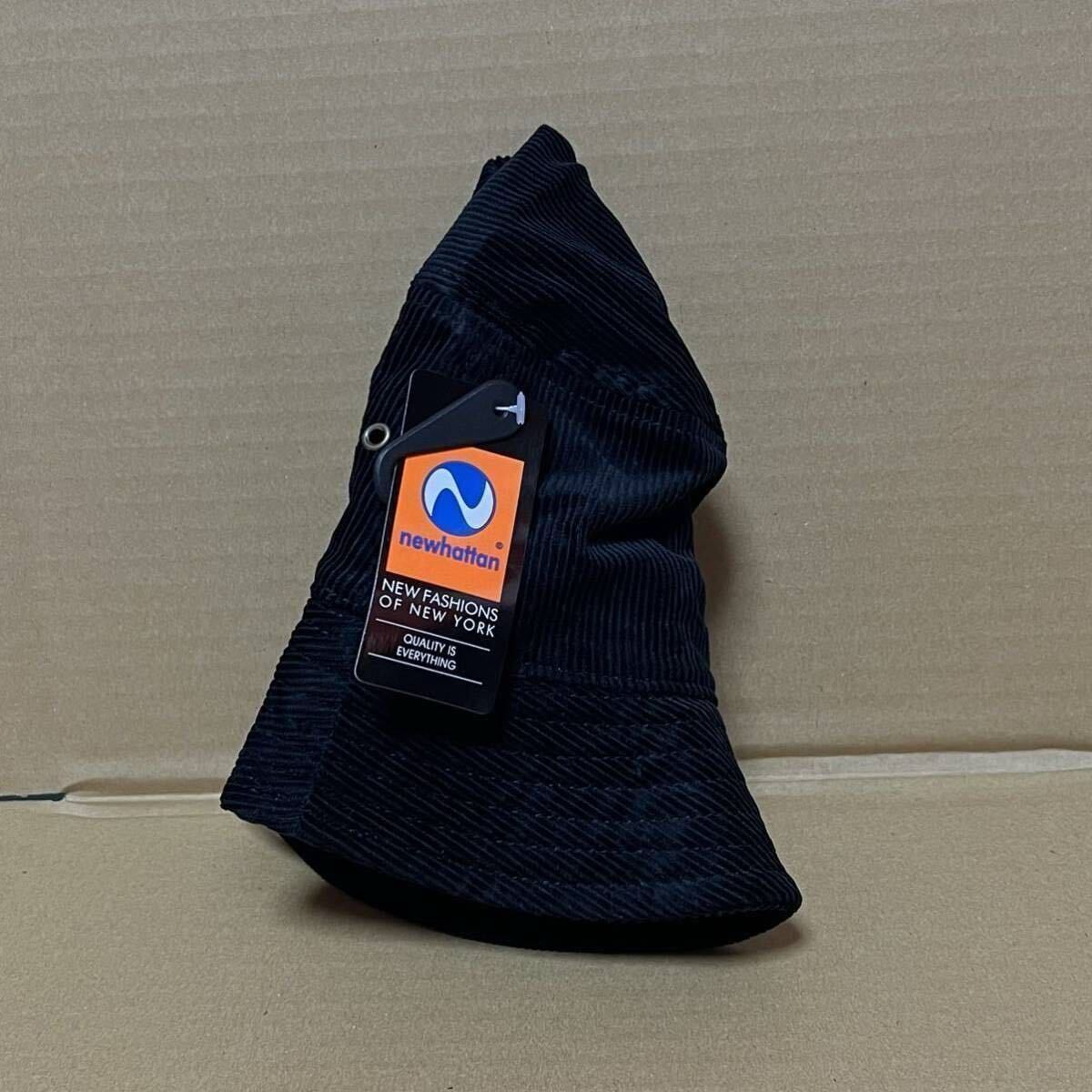 NEWHATTAN コーデュロイ ブラック ハット L/XLサイズ BLACK 黒 バケットハット バケハ ニューハッタン 帽子_画像5