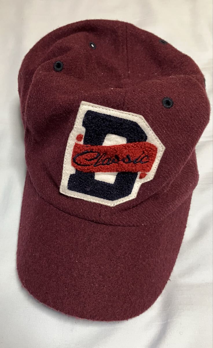 OLD MAN’SClassic ロゴ刺繍 キャップ ワインレッド ウールナイロン フリーサイズ USED 送料無料 _画像2