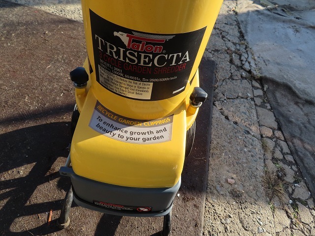 H☆Talon　タロン TRISECTA 2001 3 CYCLE GARDEN SHREDDER ガーデンシュレッダー　枝木粉砕 ◎モーター動作OK　引取限定　大阪和泉市_画像3