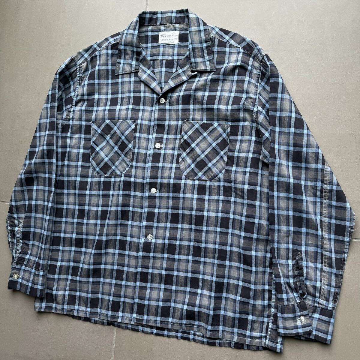 50s 60s penny's 開襟　コットン　シャツ　Lサイズ　デッドストック　 ビンテージ_画像5