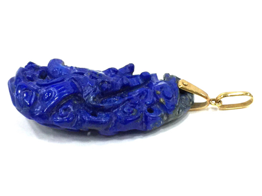 1円 トップ金具 K18 ラピスラズリ ラピス ネックレストップ ペンダントトップ アクセサリー 重量約26.9g A21776_画像2