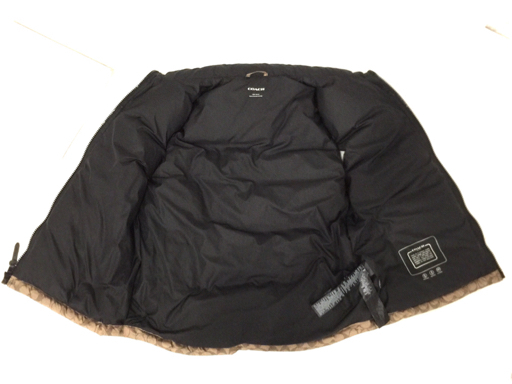  Coach размер L CG625 signature нейлон жилет Zip выше мужской черный × оттенок бежевого COACH