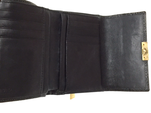 送料360円 フルラ 型押し レザー 三つ折り 財布 ウォレット レディース 黒 ブラック ブランド小物 FURLA 同梱NG_画像5