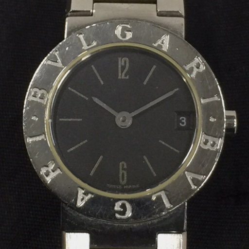 BVLGARI ブルガリブルガリ デイト クォーツ 腕時計 BB23SS レディース ブラック文字盤 純正ブレス 未稼働品_画像1