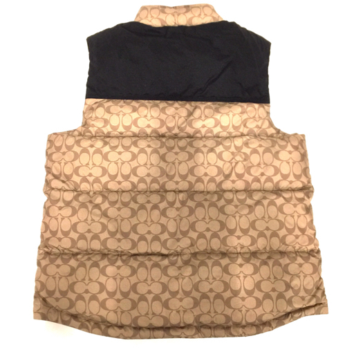  Coach размер L CG625 signature нейлон жилет Zip выше мужской черный × оттенок бежевого COACH