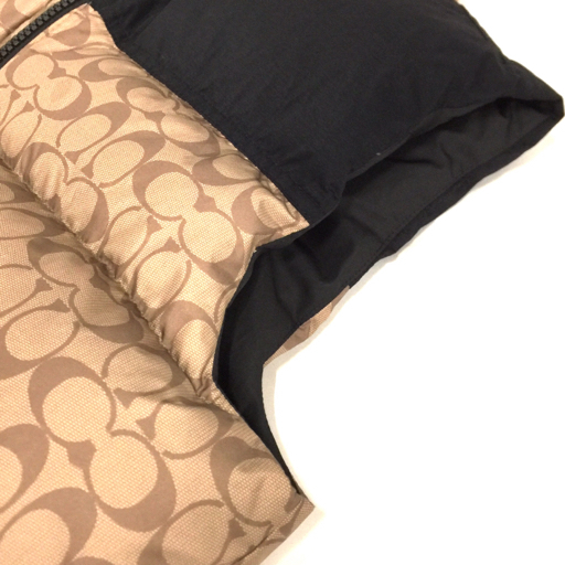  Coach размер L CG625 signature нейлон жилет Zip выше мужской черный × оттенок бежевого COACH