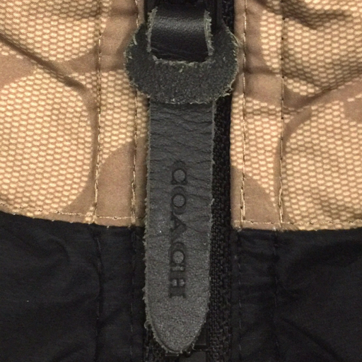  Coach размер L CG625 signature нейлон жилет Zip выше мужской черный × оттенок бежевого COACH