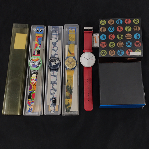 スウォッチ 腕時計 S507 ラウンド ヒツジデザイン クォーツ 他 アレッシ AL13002 等 計4点 セット 現状品_画像1