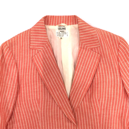 セリーヌ サイズ 38 ストライプ柄 ジャケット レディース リネン × コットン アウター CELINE_画像2