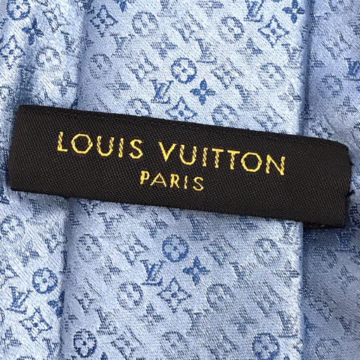 ルイヴィトン モノグラム 総柄 シルク ネクタイ ブルー系 全長約150cm メンズ 服飾小物 LOUIS VUITTON_画像6