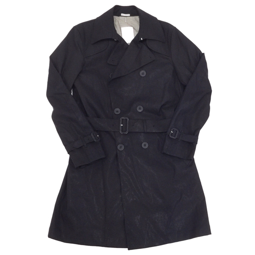 エディフィス サイズ 38 英国製 ボンディング加工 トレンチコート メンズ ブラック 黒 ウエストベルト付き アウター_画像1