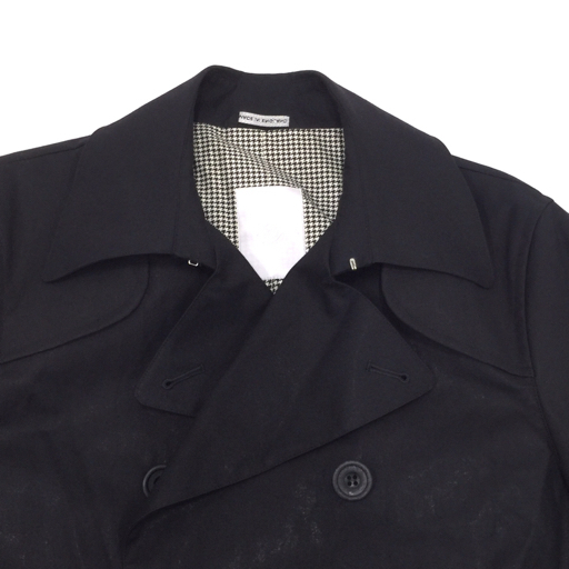 エディフィス サイズ 38 英国製 ボンディング加工 トレンチコート メンズ ブラック 黒 ウエストベルト付き アウター_画像2