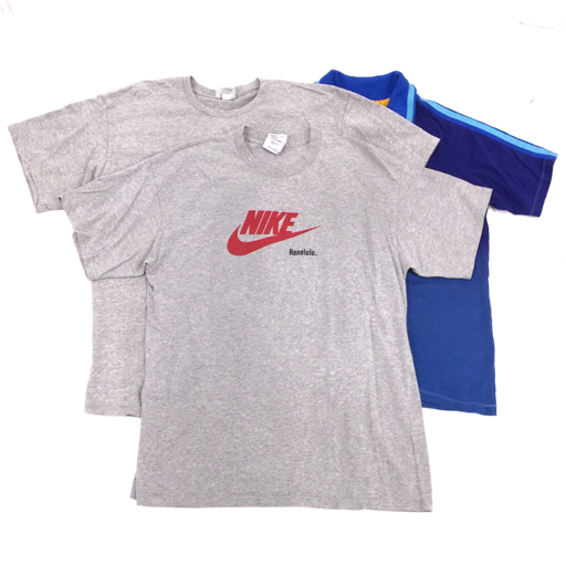 ナイキ サイズ L 半袖 Tシャツ グレー×レッド系 他 ナイキ DISKI M ポロシャツ 等 メンズ トップス 計3点 セット_画像1