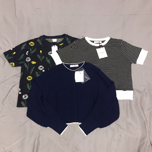 チャイルドウーマン 長袖 カーディガン 他 ビュルデサボン 半袖 ニット 等 フリーサイズ レディース トップス 計3点_画像1