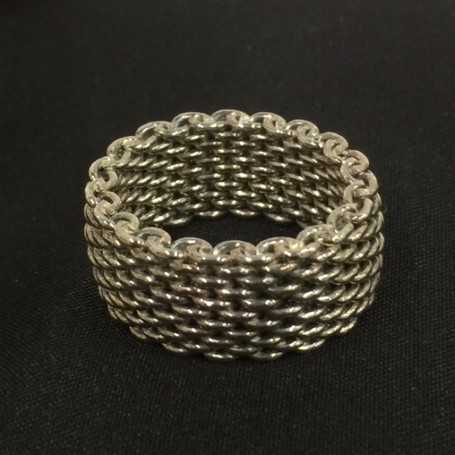 1円 ティファニー サマセット メッシュ リング 指輪 11号 シルバー 925 重量約8.6g アクセサリー 保存箱付き A22235_画像3