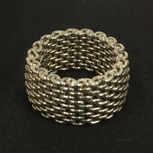 1円 ティファニー サマセット メッシュ リング 指輪 11号 シルバー 925 重量約8.6g アクセサリー 保存箱付き A22235_画像5