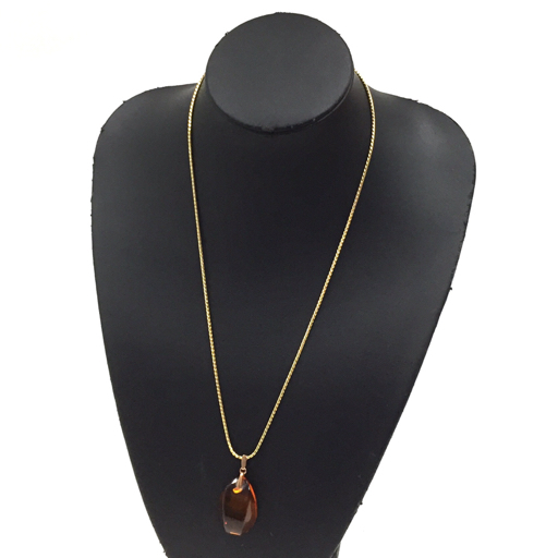 583刻 金具 琥珀 こはく ペンダントトップ / チェーン Amway 総重量約16.4g レディース アクセサリー A22263_画像2