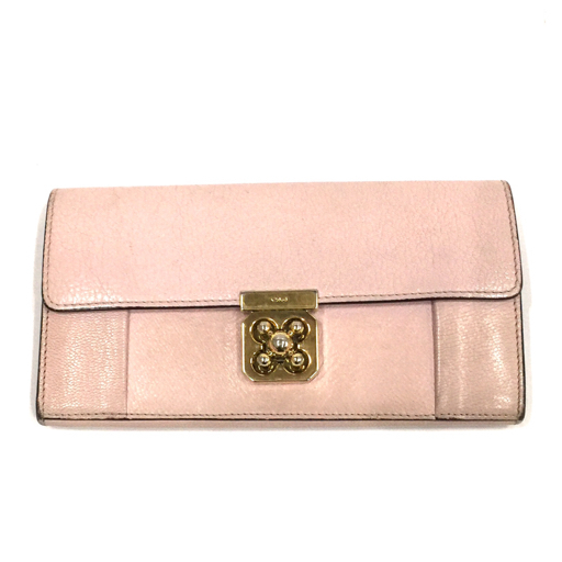 クロエ エルシー 長財布 ロングウォレット レディース ピンク系 ゴールドカラー金具 ブランド小物 chloe 現状品_画像1