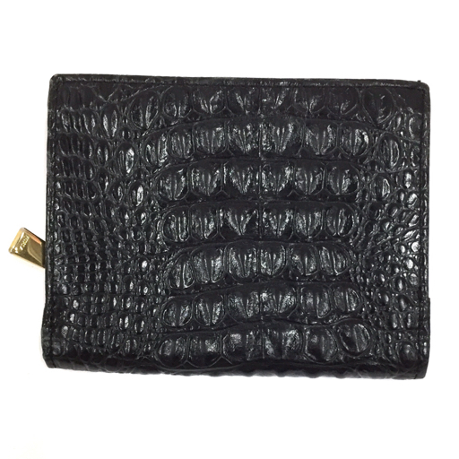 送料360円 フルラ 型押し レザー 三つ折り 財布 ウォレット レディース 黒 ブラック ブランド小物 FURLA 同梱NG_画像2