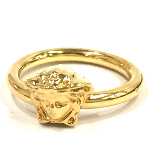 1円 ヴェルサーチ メデューサ リング 指輪 サイズ #15 アクセサリー ゴールドカラー イタリア製 VERSACE 現状品_画像1