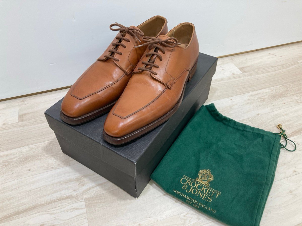 CROCKETT ＆ JONES クロケット&ジョーンズ レザーシューズ ドレスシューズ ビジネスシューズ サイズ5 1/2 革靴 ブラウン[O0009]_画像1
