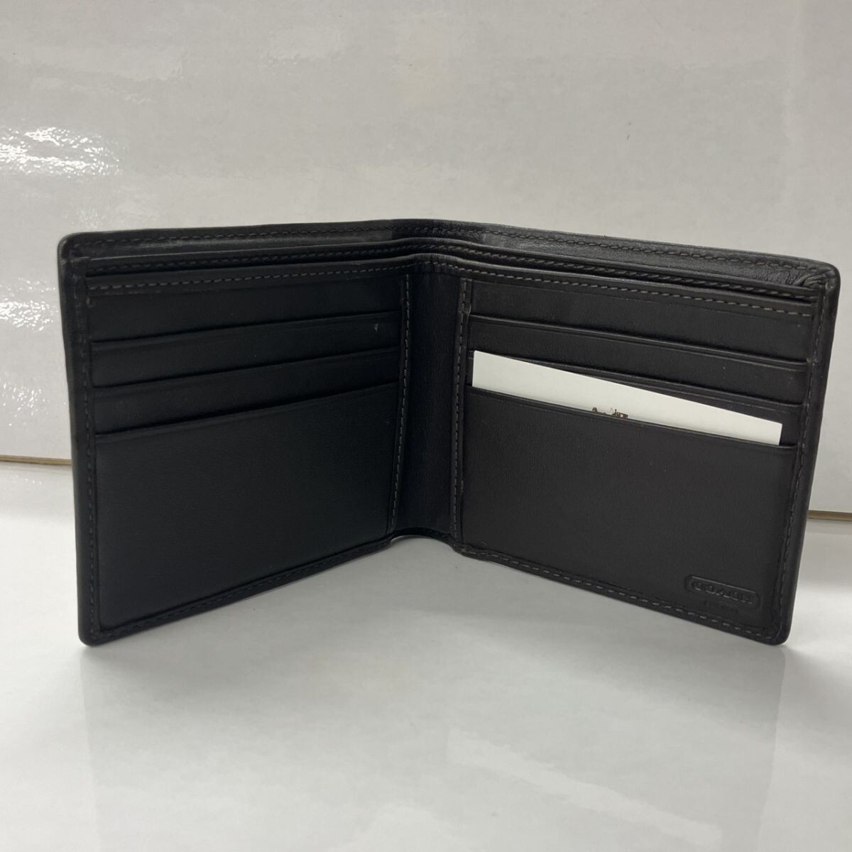 Z016-F7-878◎ COACH コーチ 二つ折り財布 シグネチャー ストライプ レザー ヘリテージ FF_画像3