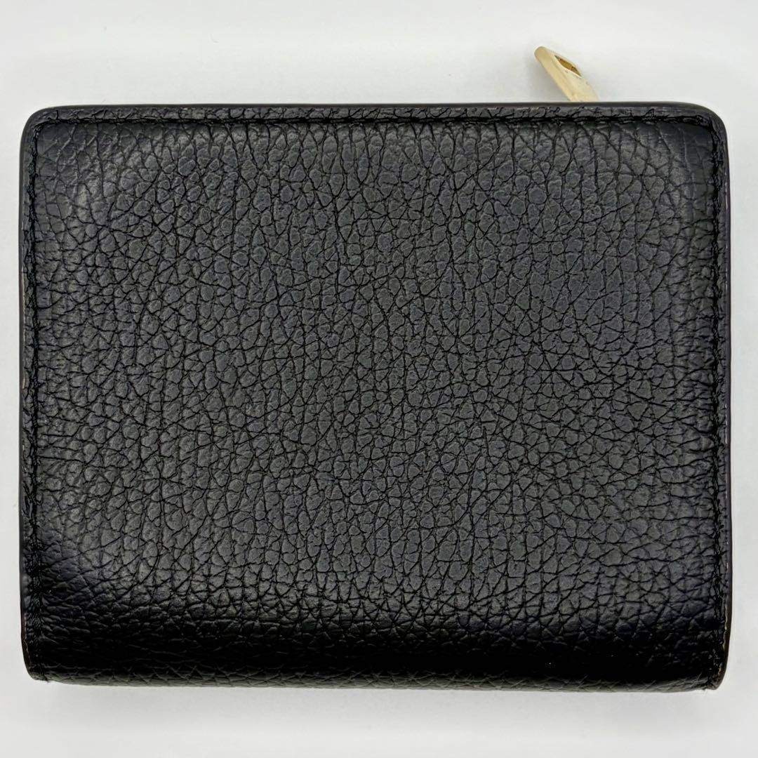 【極美品・未使用】FURLA フルラ 二つ折り財布 コンパクトウォレット レザー シボ革 ブラック 黒 保管箱 保存袋 カード レディース_画像3