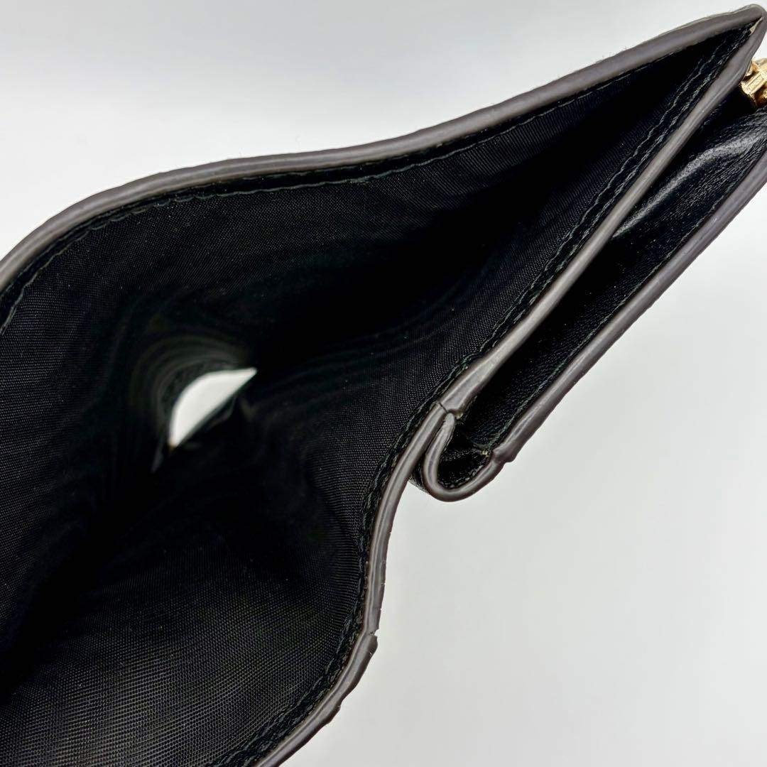 【極美品・未使用】FURLA フルラ 二つ折り財布 コンパクトウォレット レザー シボ革 ブラック 黒 保管箱 保存袋 カード レディース_画像9