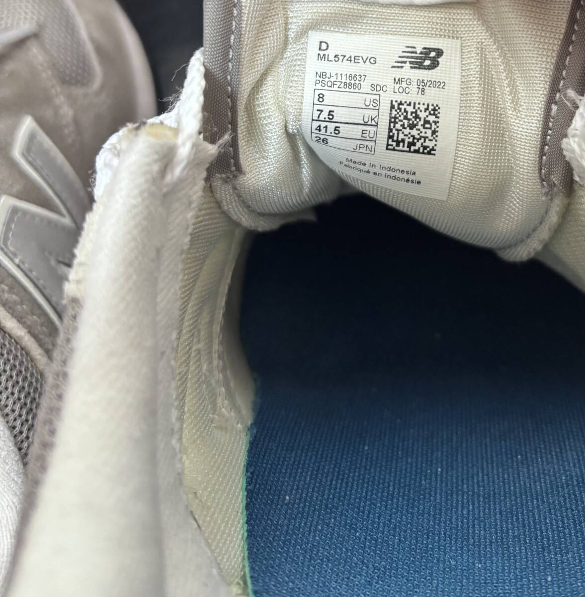 NEW BALANCE New balance ML574EVG US8 26cm серый 05/2022 б/у один владелец 