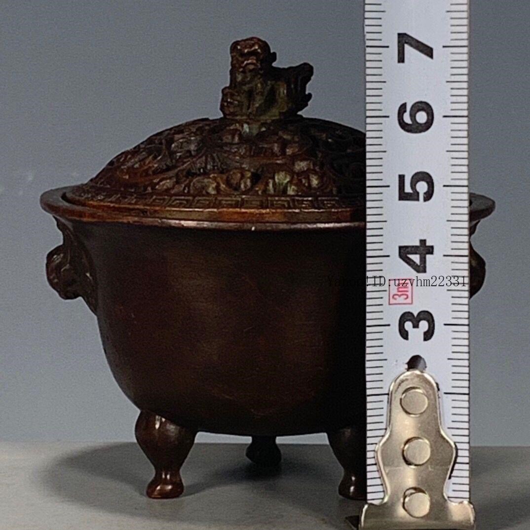 大明宣徳三足鼎双耳のダックのネコのネコまねき香炉 銅製 美術品 置物_画像7