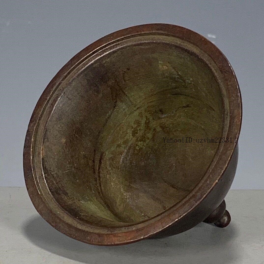 大明宣徳三足鼎双耳のダックのネコのネコまねき香炉 銅製 美術品 置物_画像4
