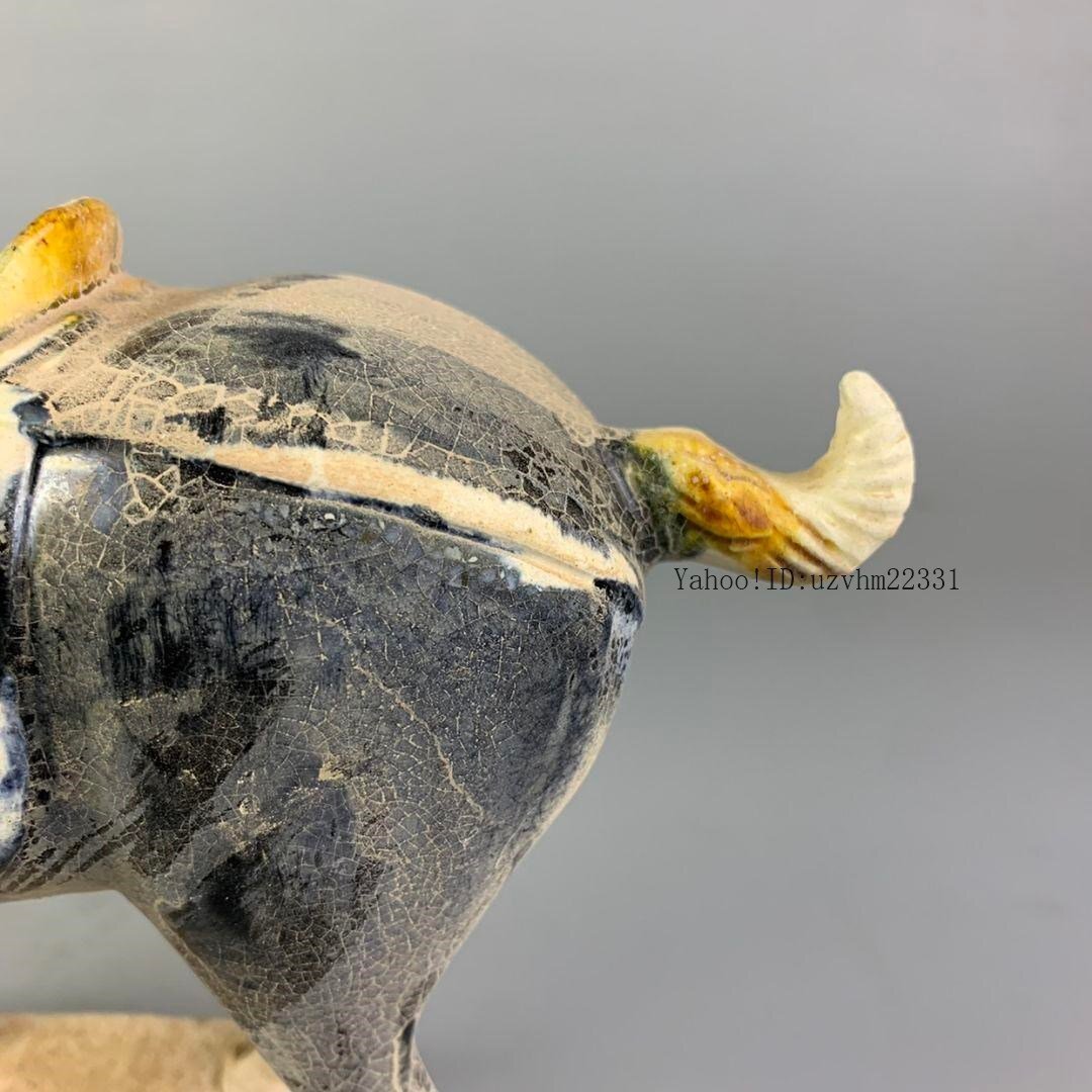 唐三彩黒釉塑磁器戦馬 景徳鎮 陶磁器 装飾品 現代工芸品美術品 置物_画像4