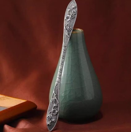 梅枝古銀かんざし後頭部丸子髪皿髪両面かんざし髪飾り_画像1