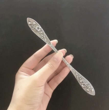 梅枝古銀かんざし後頭部丸子髪皿髪両面かんざし髪飾り_画像4