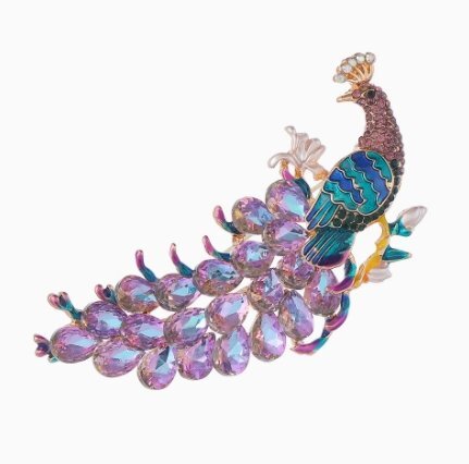 クリスタルクジャクブローチピン留めコートアクセサリーコサージュ_画像5