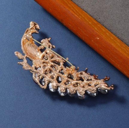 クリスタルクジャクブローチピン留めコートアクセサリーコサージュ_画像4