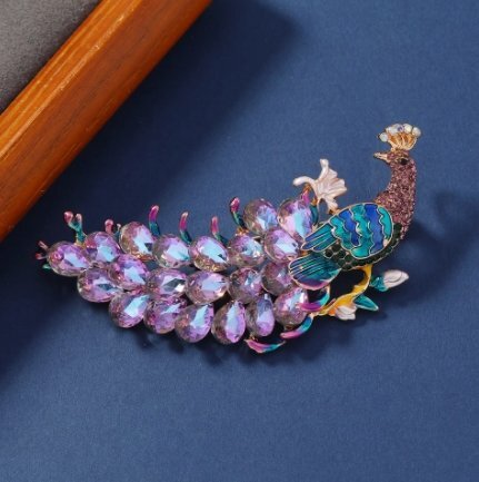 クリスタルクジャクブローチピン留めコートアクセサリーコサージュ_画像2