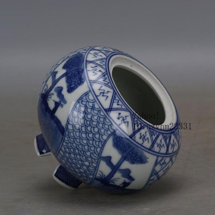 手磁器青花五良大甫香炉 工芸品美術品 置物_画像3