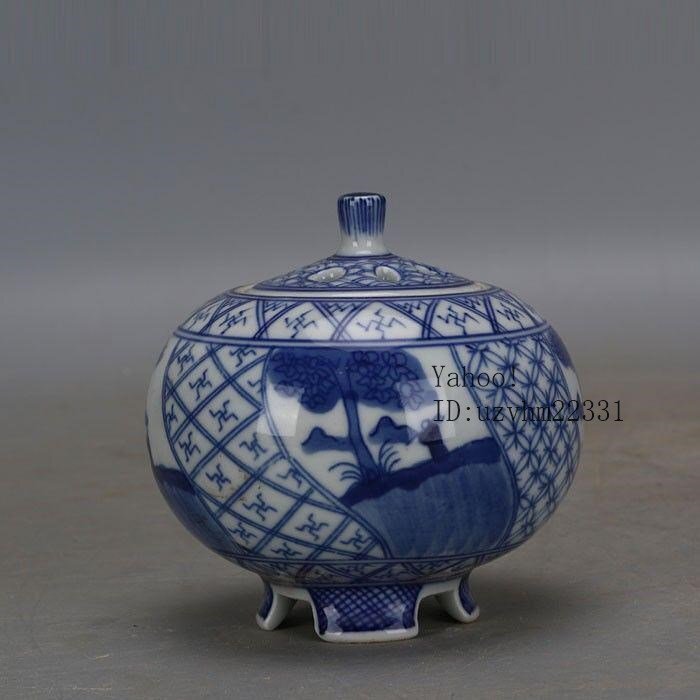 手磁器青花五良大甫香炉 工芸品美術品 置物_画像4