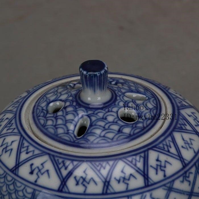 手磁器青花五良大甫香炉 工芸品美術品 置物_画像6