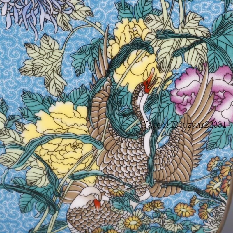 琺瑯彩花鳥四方瓶 陶磁器 装飾品 現代工芸品美術品 置物_画像4