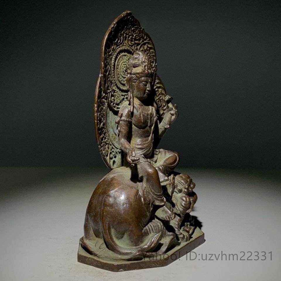 極細工 仏教古美術 銅器 仏像 文殊普 賢菩薩 の家仏堂に 置物を奉納する 中国古 玩供養品 古銅 銅製 装飾 置物 収蔵 コレクション_画像3